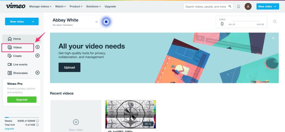 How to delete videos on Vimeo 2