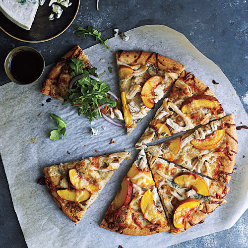 Peach and Gorgonzola Chicken Pizza