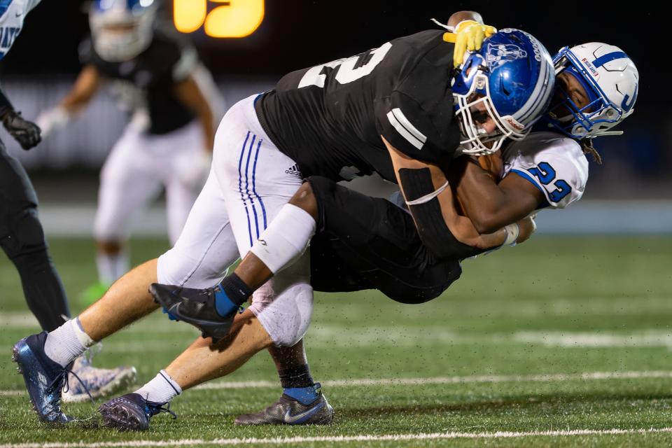 If you want to find the football when Washburn Rural is on defense, just look for Ty Weber (32). 
(Photo: Jesse Bruner/Special to the Capital Journal)