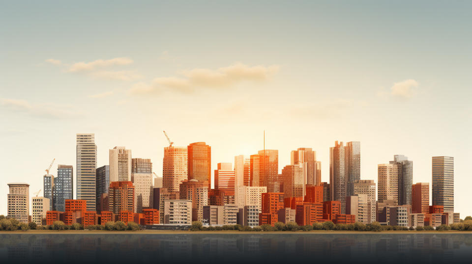 An urban skyline with a residential building, highlighting the company's commitment to residential mortgages.