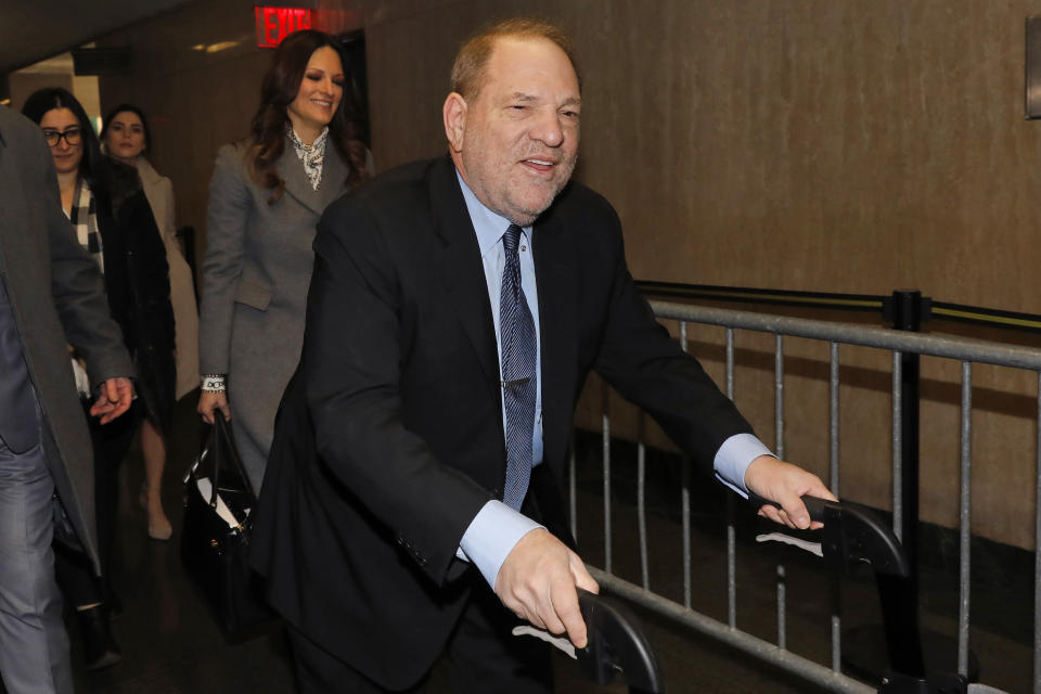 Harvey Weinstein arrives at court for his trial on charges of rape and sexual assault, Wednesday, Jan. 29, 2020 in New York.(AP Photo/Richard Drew)