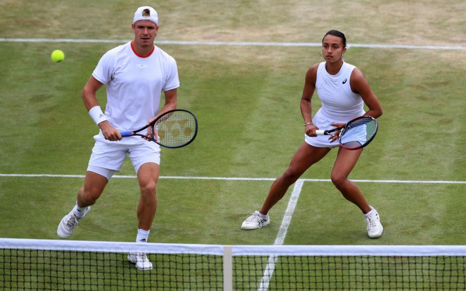 Evan Hoyt and Eden Silva became the final Brits to tumble out of Wimbledon in the mixed doubles  - PA