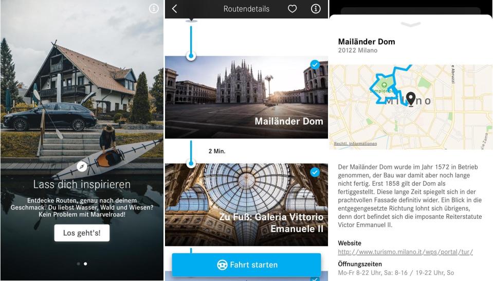 Die schönsten Flecken Deutschlands, Europas oder Amerikas entdecken: Auf Marvelroad finden sich viele schöne Routenvorschläge! (Bild: Screenshots Marvelroad App, Collage: Yahoo Style)