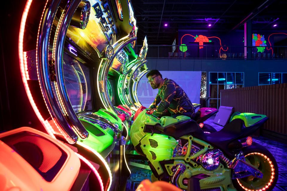 Best In Games Owner Gaz Ismail, 51, at Best In Games in Ypsilanti on May 16, 2022. Best In Games is a new 74,000 square foot facility with an arcade, two restaurants, axe throwing, laser tag, football bowling, go karts, glow golf, and trampolines.
