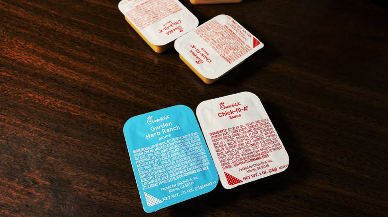 Packets of Chick-fil-A sauces