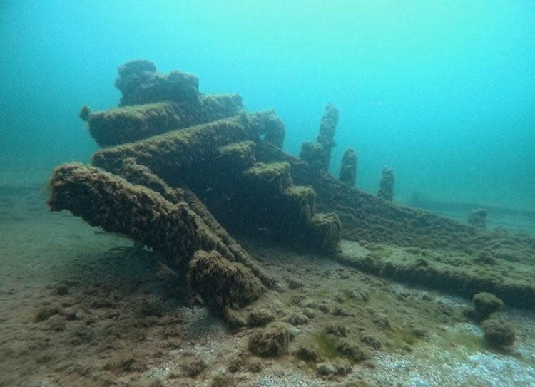 Shown here is a rare internal view of the Muir's unusual stepped sternpost construction. / Credit: Tamara Thomsen, State Historical Society of Wisconsin