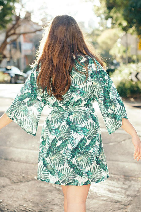 Palm Leaf Tropical Print Robe