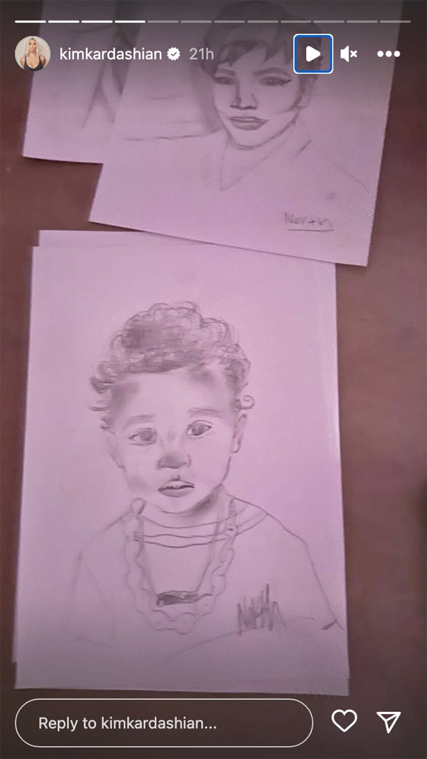 Kim Kardashian Shares North's Pencil Drawings of Little Brother Psalm and Grandmother Kris Jenner
