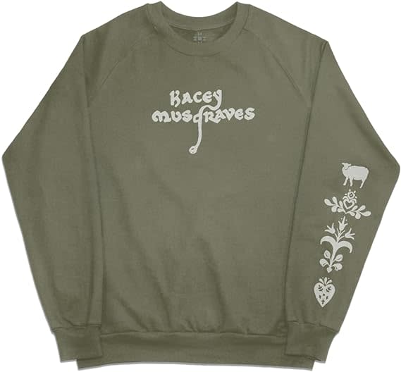 green sweatshirt with "kacey Musgraves" across front