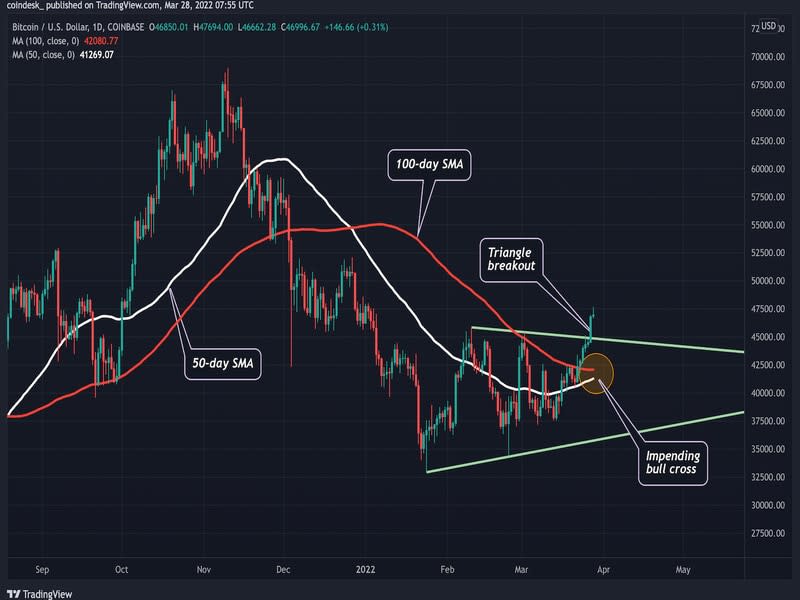 Bitcoin's daily chart (TradingView)