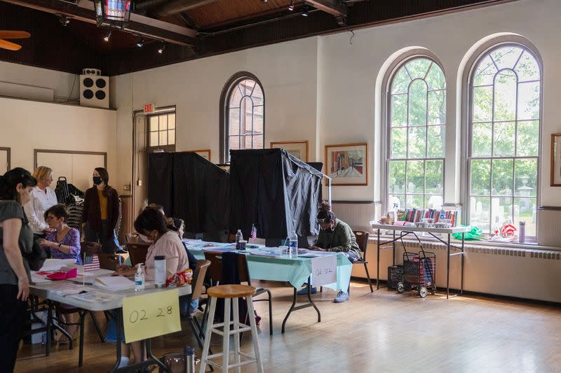 Voters cast their ballots in the Pennsylvania primary election