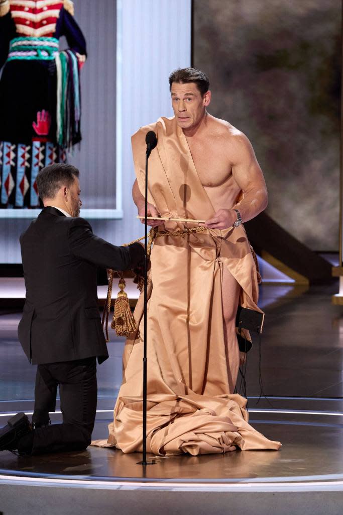 Jimmy Kimmel made a toga for a nude John Cena. ZUMAPRESS.com / MEGA