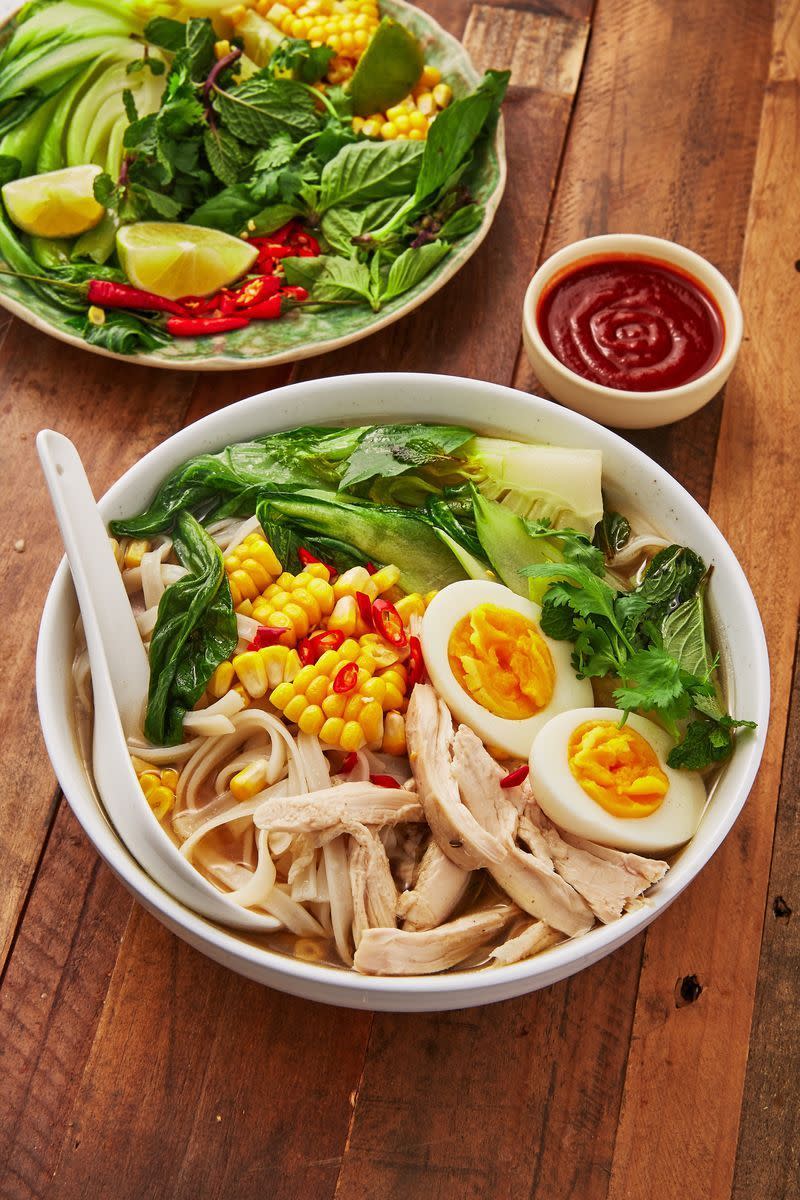 <p>We love <a href="https://www.delish.com/uk/cooking/recipes/a30293330/pho-recipe/" rel="nofollow noopener" target="_blank" data-ylk="slk:pho;elm:context_link;itc:0;sec:content-canvas" class="link ">pho</a>, who doesn't? And this <a href="https://www.delish.com/uk/chicken-recipes/" rel="nofollow noopener" target="_blank" data-ylk="slk:chicken;elm:context_link;itc:0;sec:content-canvas" class="link ">chicken</a> alternative is insanely delicious. Featuring the usual ingredients including ginger, star anise and cinnamon, along with a <a href="https://www.delish.com/uk/cooking/recipes/a30440664/slow-cooker-rotisserie-chicken-recipe/" rel="nofollow noopener" target="_blank" data-ylk="slk:whole chicken;elm:context_link;itc:0;sec:content-canvas" class="link ">whole chicken</a> (yum!) and chilli, this recipe is SO flavourful.</p><p>Get the <a href="https://www.delish.com/uk/cooking/recipes/a30607809/chicken-broth/" rel="nofollow noopener" target="_blank" data-ylk="slk:Chicken Broth With Noodles;elm:context_link;itc:0;sec:content-canvas" class="link ">Chicken Broth With Noodles</a> recipe.</p>