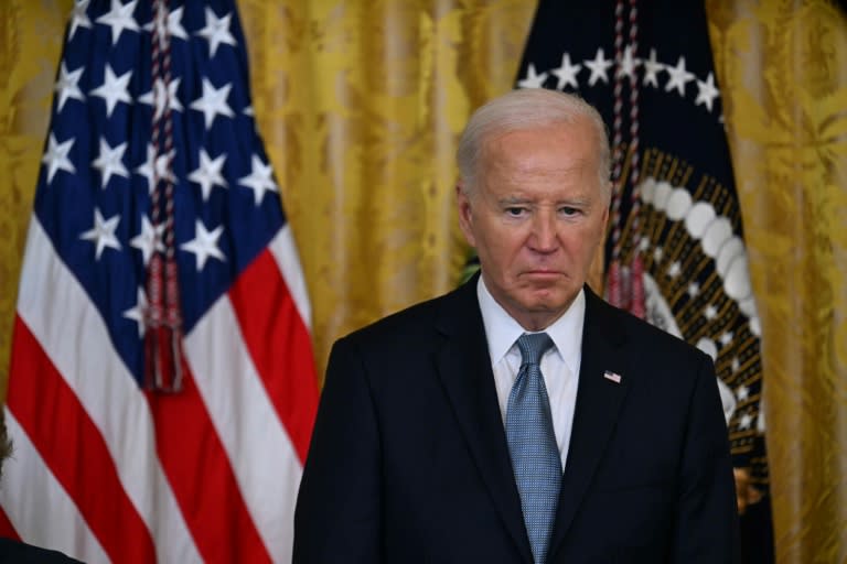 Le Président des Etats-Unis Joe Biden lors d'une cérémonie de remise de la Medal of Honor à la Maison-Blanche, le 3 juillet 2024. (Jim WATSON)