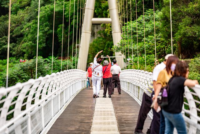 <p>Sean Marc Lee</p> The Taroko Gorge Buluowan suspension bridge.