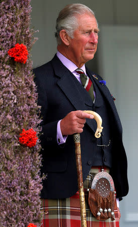 FILE PHOTO: Britain's Prince Charles watches an event at the Braemar Highland Gathering in Braemar, Scotland, Britain, September 1, 2018. REUTERS/Russell Cheyne/File Photo