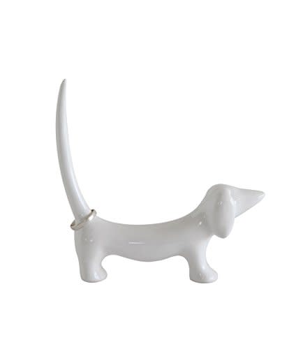 Creative Co-op White Stoneware Dachshund Ring Holder (Amazon / Amazon)