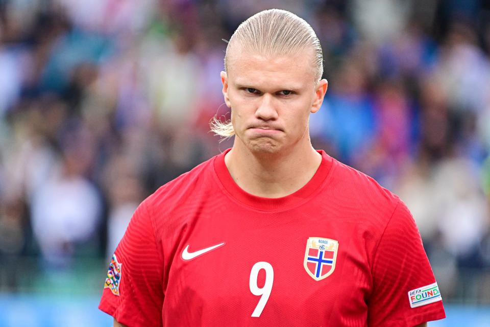 Norways Erling Haaland poses ahead of the UEFA Nations League football match between Slovenia and Norway at the Stozice stadium in Ljubljana, on September 24, 2022. (Photo by Jure Makovec / AFP) (Photo by JURE MAKOVEC/AFP via Getty Images)