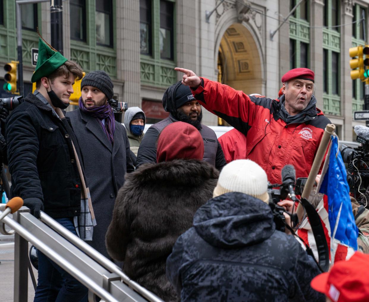 Gavin Wax (far left), president of the New York Chapter of the Young Republicans Club, and NYC mayoral candidate Curtis Sliwa (far right) 