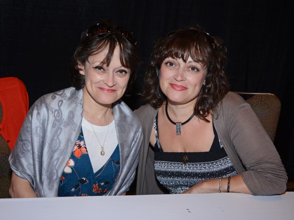 Lisa and Louise Burns, the twins from "The Shining," at a fan event