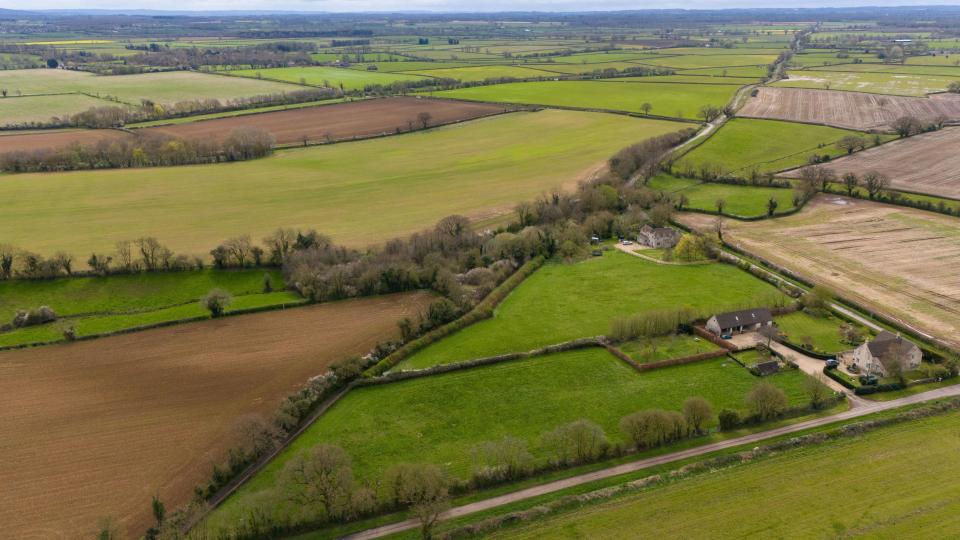 Aerial view of Wiltshire countryside