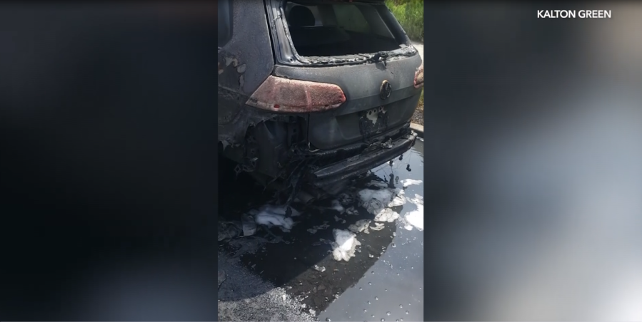 Cars charred after fire erupts in SoCal trash truck