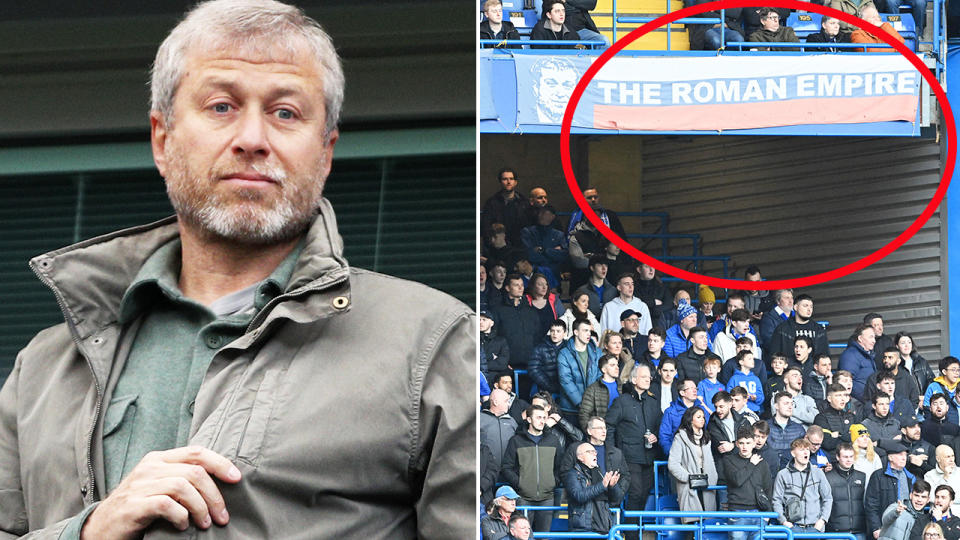 Chelsea fans, pictured here showing their support for Roman Abramovich at Stamford Bridge.