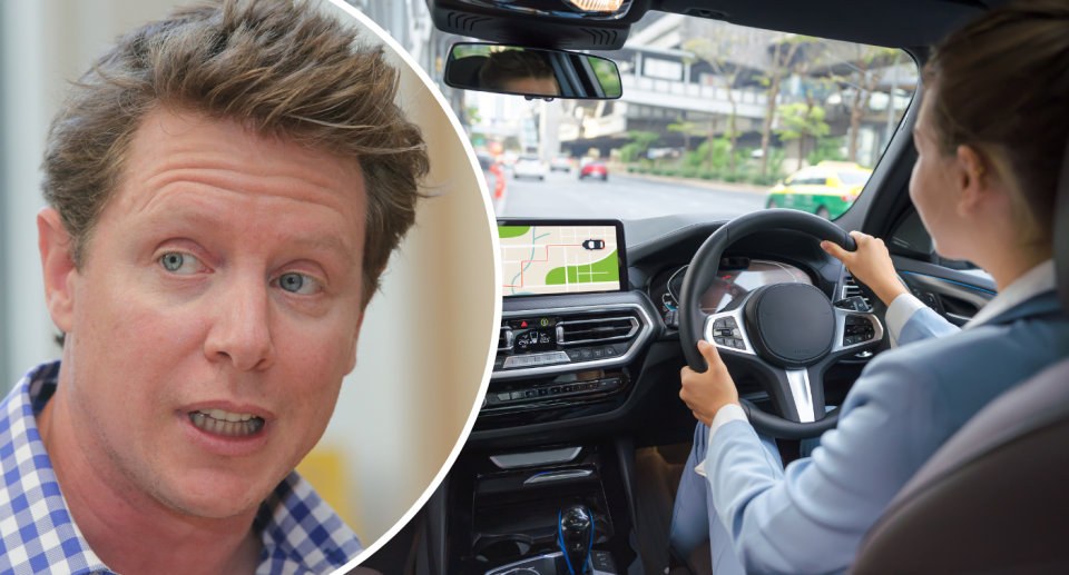 Barefoot Investor Scott Pape next to a car with insurance