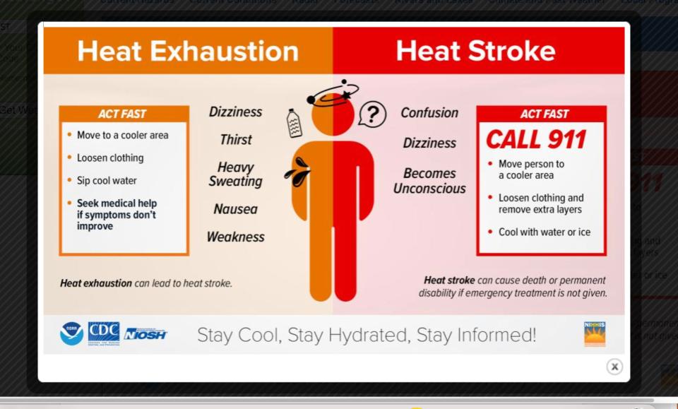 Notes on how to avoid heat stroke and heat exhaustion.