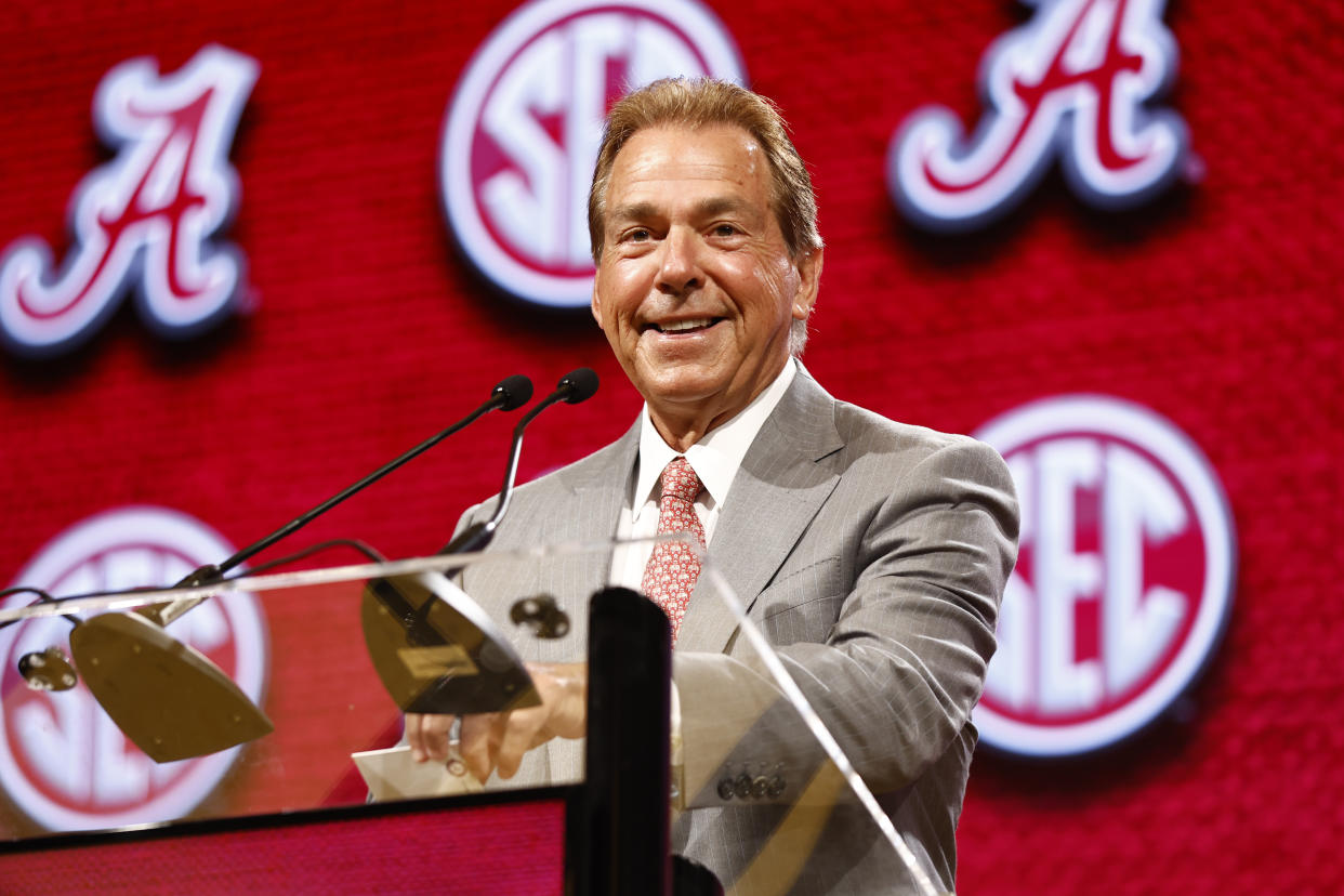 Alabama coach Nick Saban has another talented team in Tuscaloosa. Will it reach the College Football Playoff though? (Johnnie Izquierdo/Getty Images)