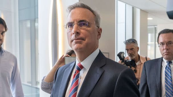 PHOTO: Pat Cipollone, the former White House counsel under President Donald Trump, arrives after a break while answering questions from investigators with the Jan. 6 Select Committee, on Capitol Hill in Washington, Friday, July 8, 2022. (Gemunu Amarasinghe/Ap, FILE)