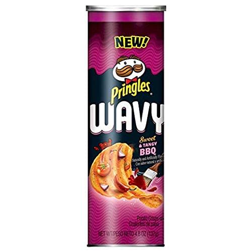 Pringles Wavy, Potato Crisps Chips, Sweet and Tangy BBQ, 4.8 oz (Pack of 2)