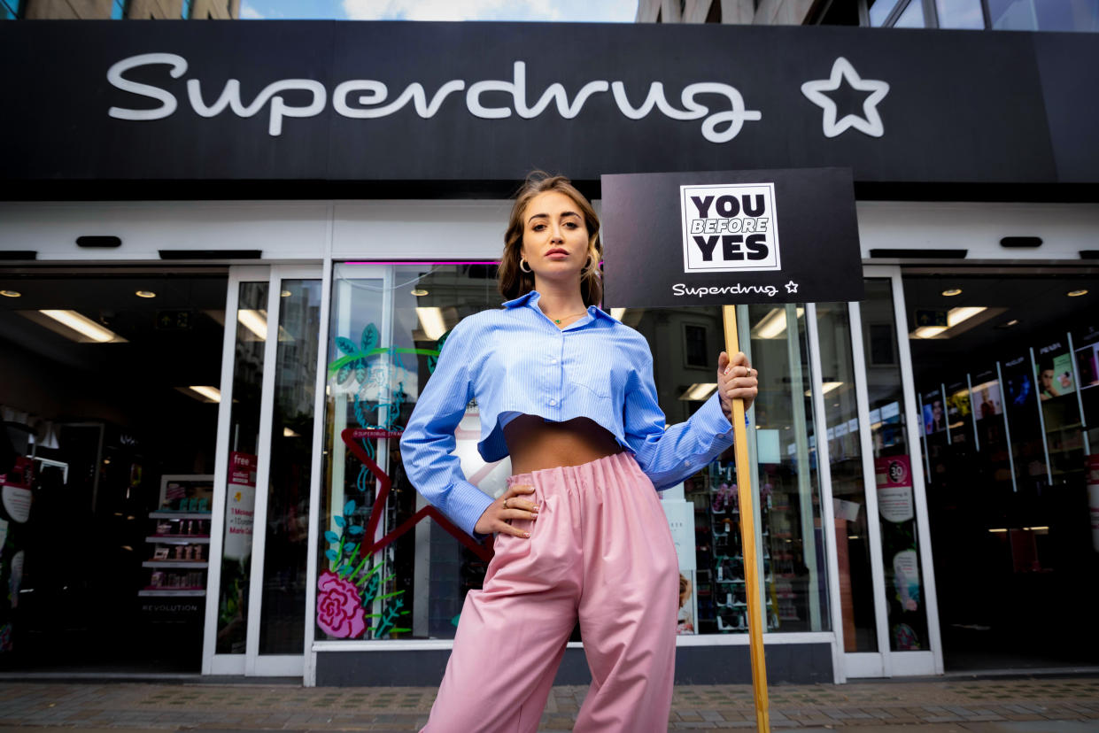 Georgia Harrison is the campaign ambassador for Superdrug, which will add consent warnings to condom packets. (David Parry/PA Wire)