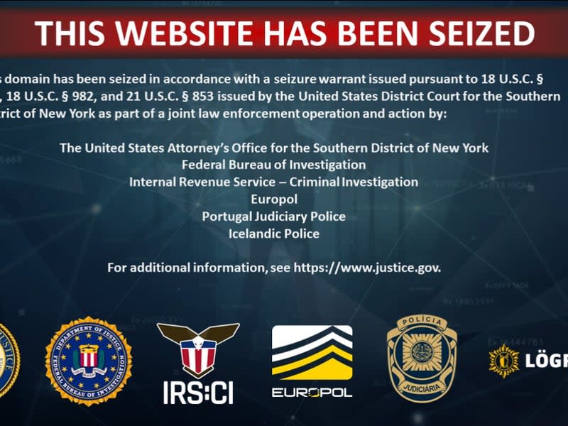 Samourai Wallet's website's home page was replaced with this warning from U.S. officials after the mixer's developers were charged Wednesday. (Samourai Wallet)