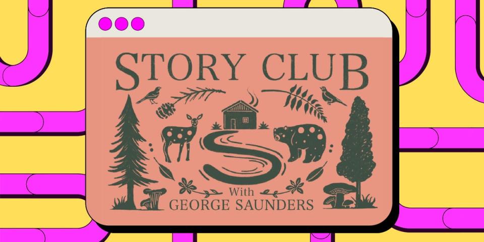 Best Places on the internet: George Saunders's short story substack, "Story Club" cover art surrounded by colorful pipes