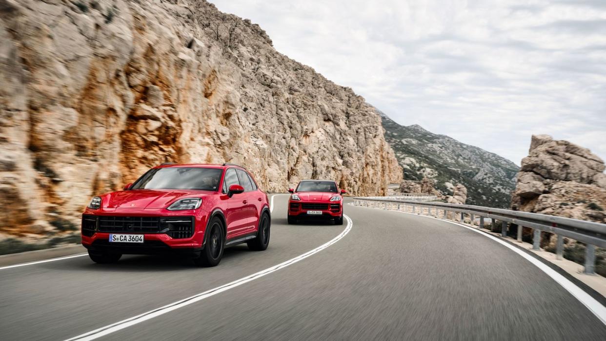 2025 porsche cayenne gts on mountain road