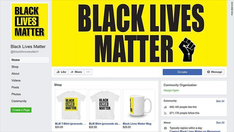 近七十萬人追蹤了這個的Black Lives Matter的假網頁。CNN在知會臉書這個消息數天後才將網頁關閉。（截自網路cnn.com）