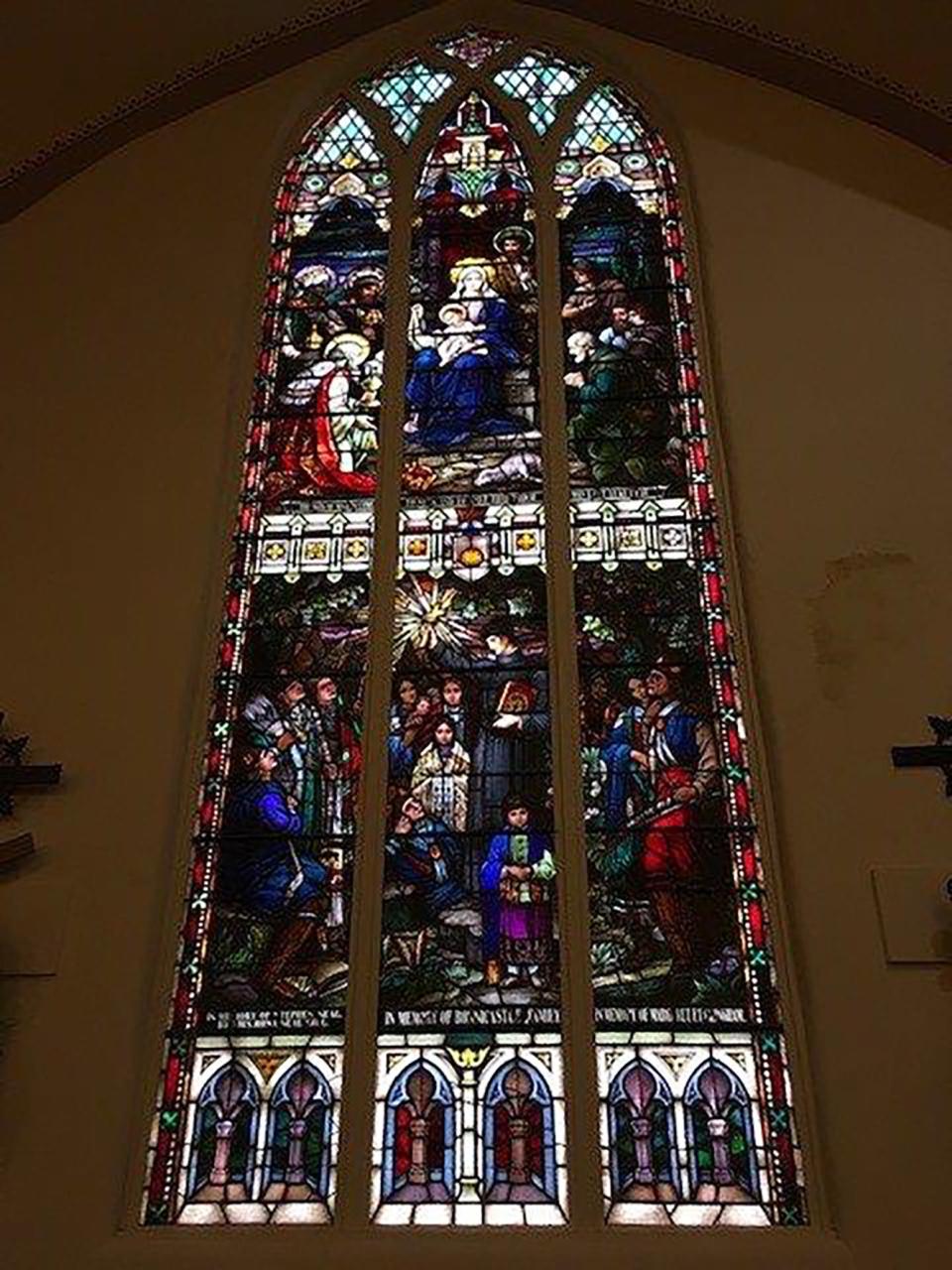 A feature of the Immaculate Conception Catholic Church in Pawhuska is the window of Father John  Schoenmakers when he brought Catholicism to the Osage Nation.