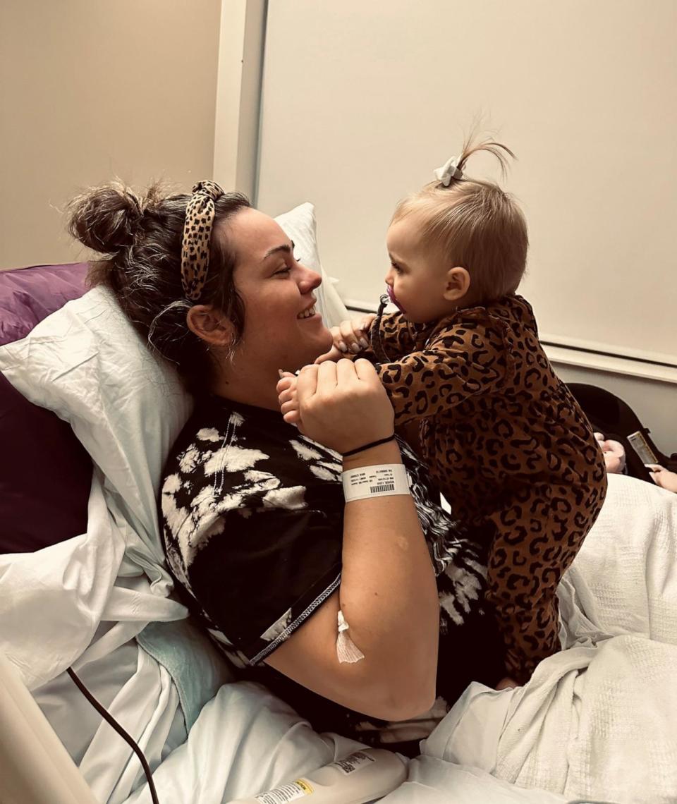 PHOTO: Leah Weiher is pictured with her daughter Laken while hospitalized due to a spinal cord injury. (Courtesy Leah Weiher)