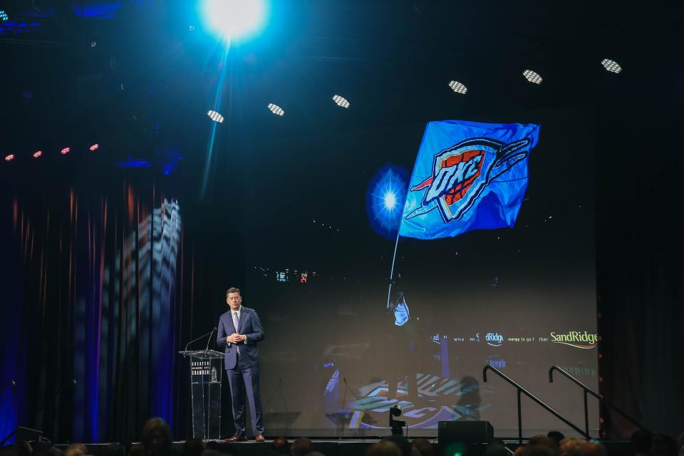 Oklahoma City Mayor, David Holt speaks at the State of the City at the Oklahoma City Convention Center on Thursday, July 14, 2022.