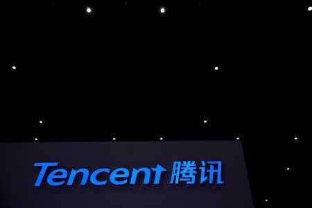 A Tencent sign is seen during the fourth World Internet Conference in Wuzhen, Zhejiang province, China, December 4, 2017. REUTERS/Aly Song