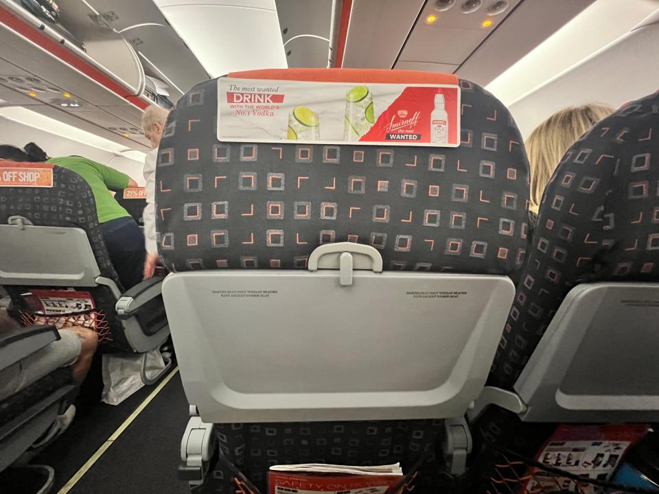 The back of a seat on an easyJet Airbus A319