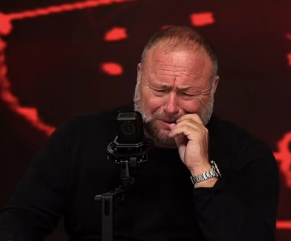 Alex Jones openly sobbed on his Infowars show (@RealAlexJones/Twitter)