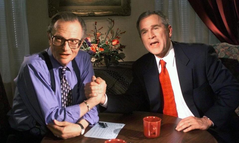 Larry King with George Bush, then the Texas governor, in 1999.