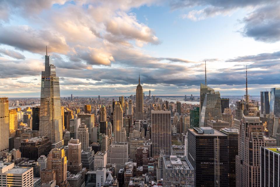 Bird's eye view over Manhattan. New York City