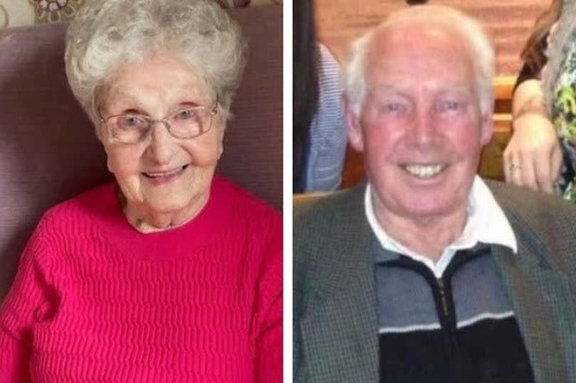 Tribute images of Betty Barnes, left, and Eric Horner