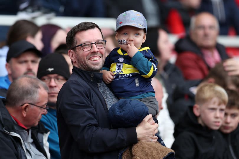 Little Henry Barber at the Riverside Stadium with dad Patrick