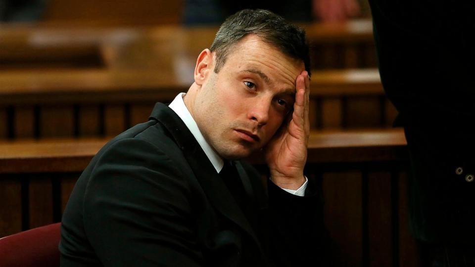 PHOTO: Oscar Pistorius gestures at the end of the fourth day of sentencing proceedings in Pretoria, South Africa, Oct. 16, 2014. Pistorius has a second chance at parole Nov. 24, 2023, after he was wrongly ruled ineligible for release from jail in March. (Alon Skuy/AP, FILE)