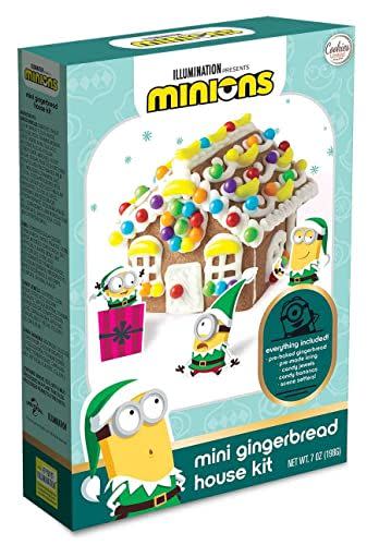 4) Minions Mini Gingerbread House Decorating Kit, Pre-baked, 7 ounce