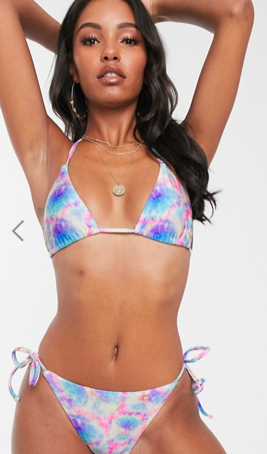 ASOS mix and match sleek triangle bikini top neon tie dye